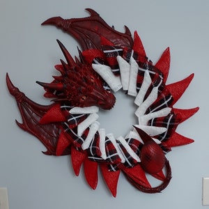 Red Dragon Wreath: Fantasy Renaissance Door Decor