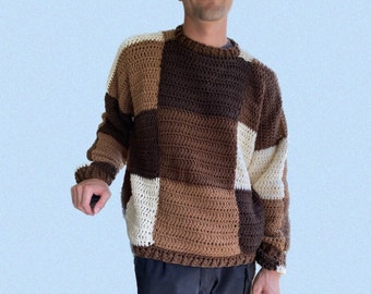 crochet sweater pattern, checkered crochet sweater pattern, unisex crochet pattern, unisex crochet sweater, unisex sweater crochet pattern