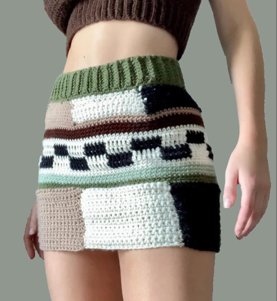 Crocheted Patchwork Skirt - Etsy