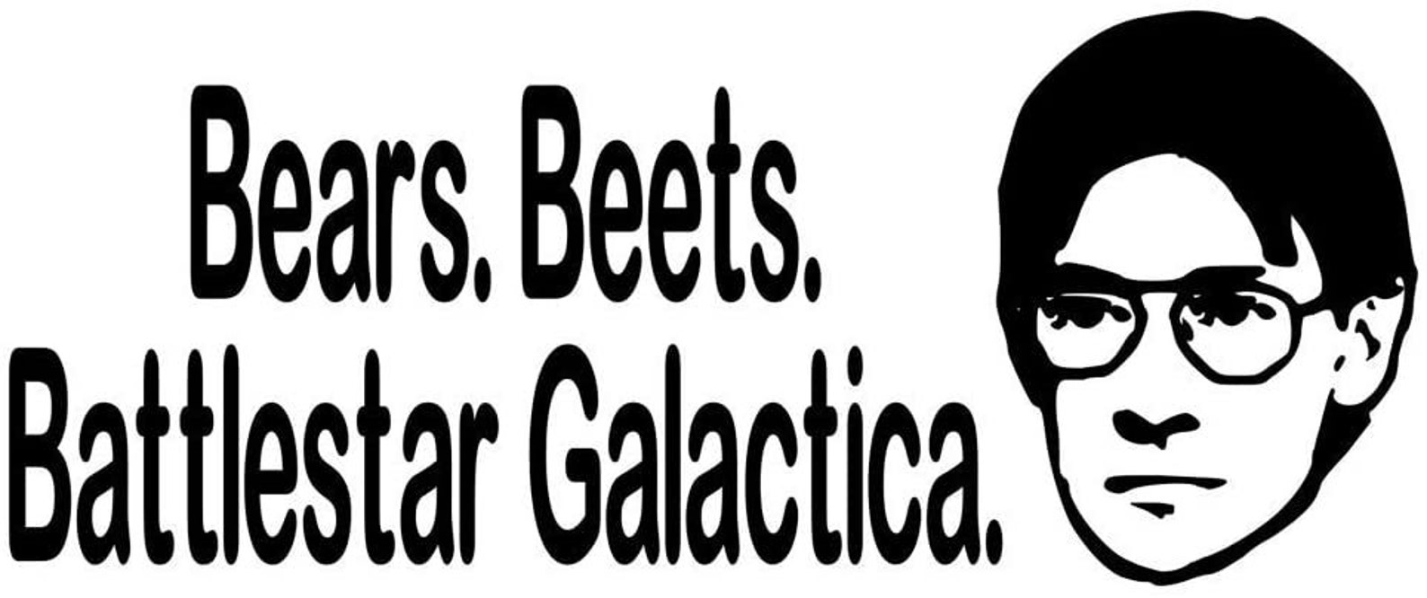 The Office Jim Bears Beets Battlestar Galactica Vinyl Decal Etsy