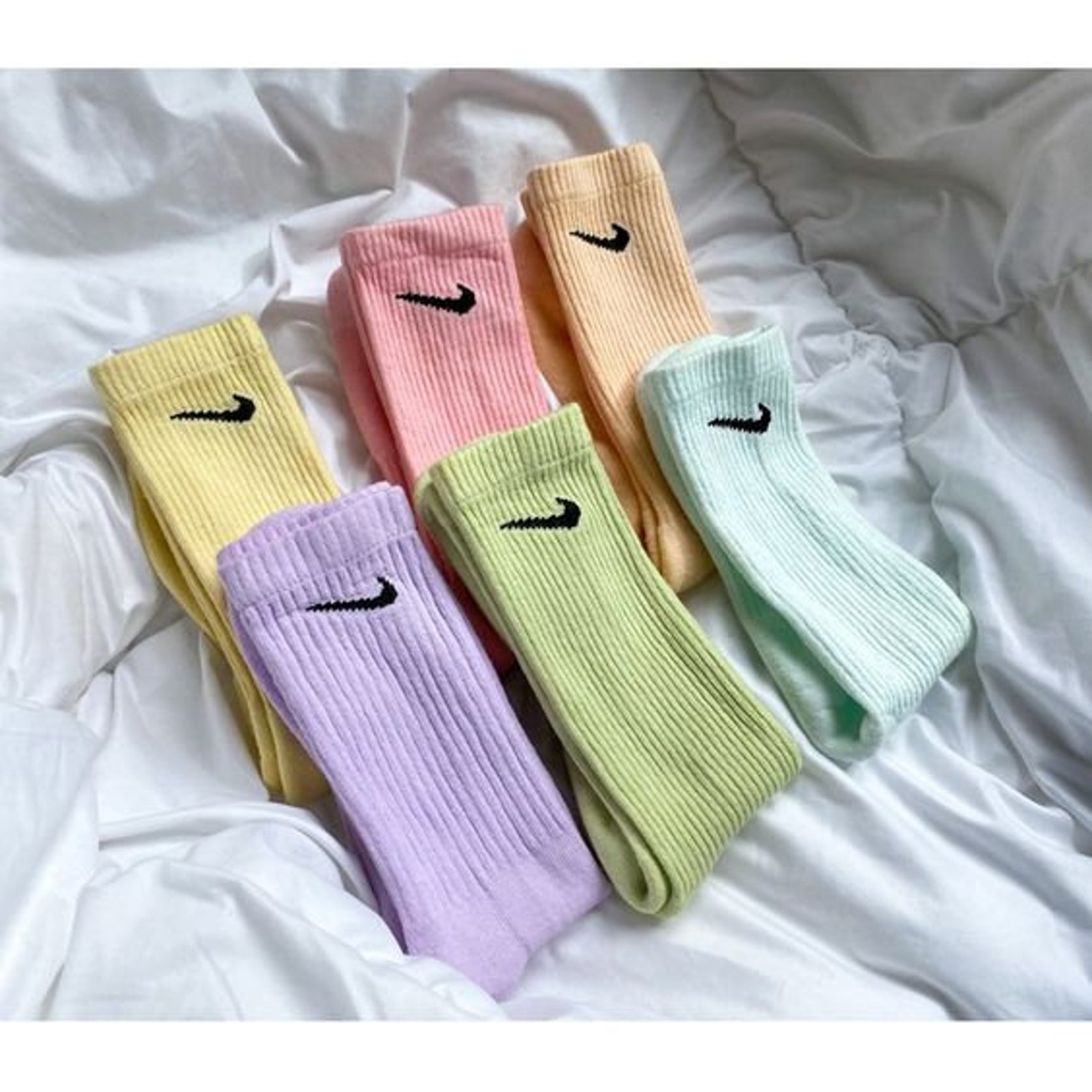 Nike Socks Pastel Color Cotton Best Design Unisex Soft | Etsy