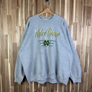 Vintage 90s Notre Dame Sweatshirt Notre Dame Crewneck Notre Dame Fighting Irish Sweater University Notre Dame Irish Grey 3X-Large