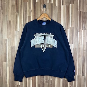 Vintage 90s Champion Notre Dame Sweatshirt Notre Dame Crewneck Notre Dame Fighting Irish Sweater University Notre Dame Irish Blue X-Large