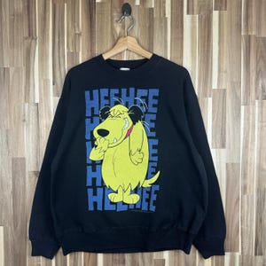 Vintage 90s Hanna Barbera Muttley Sweatshirt Crewneck Wacky Races Muttley Sweater Pullover Muttley Cartoon Jumper Black Size Large
