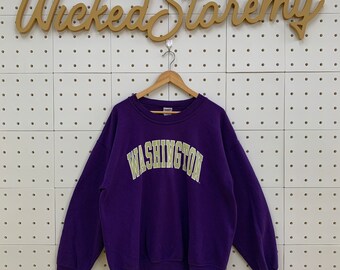 Sweat Vintage 90s Washington Huskies – Taille M – Violet – NCAA