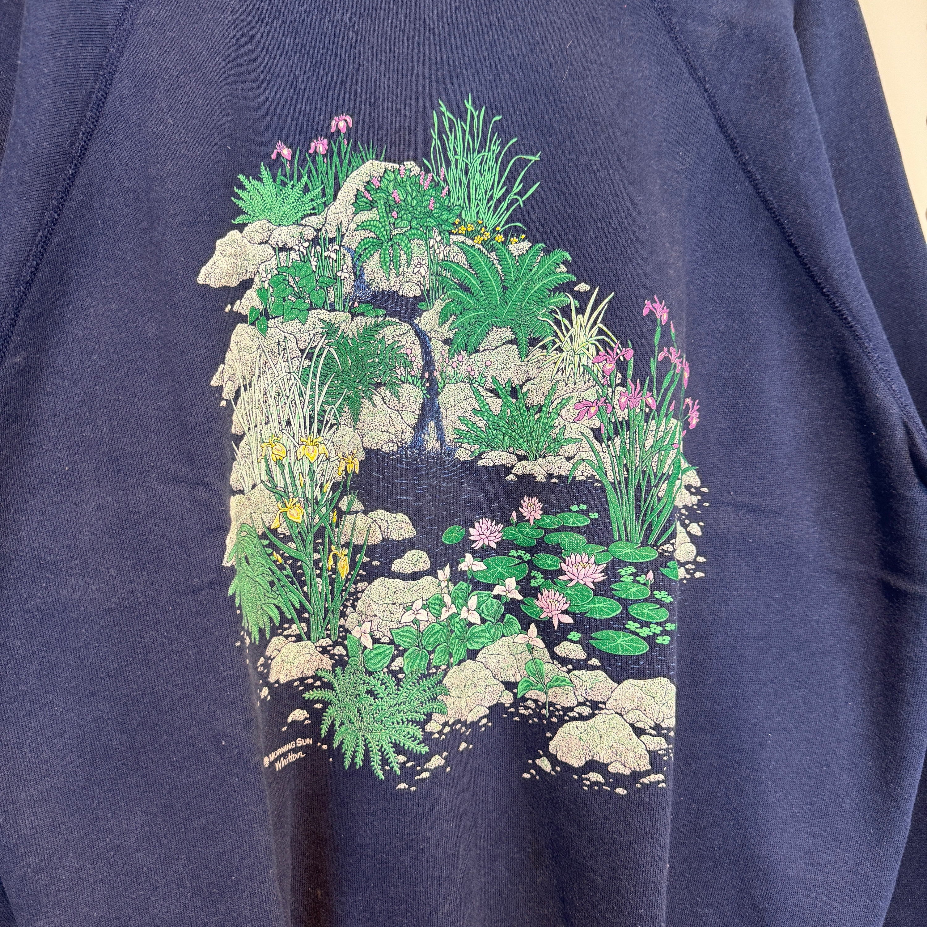 Vintage 90s Morning Sun Sweatshirt Morning Sun Crewneck Morning Sun Sweater Big Print Xlarge Size Blue Etsy