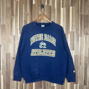 Vintage 90s Notre Dame Sweatshirt Notre Dame Crewneck Notre Dame Fighting Irish Sweater University Notre Dame Irish Blue Small
