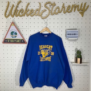 Vintage 00s Missouri Bearcat Sweatshirt Missouri Bearcat Crewneck Missouri Sweater Pullover Missouri State University Logo Blue Size Xlarge