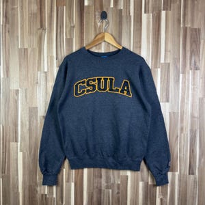 Vintage 90s California State University La vintage Long Beach Sweatshirt CSU Pullover CSU Sweater Printed Logo Gray Color Men’s Small