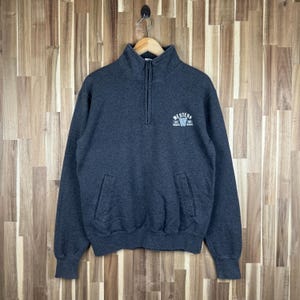 Vintage 90s Western Washington University Half Zip Sweatshirt Western Crewneck Washington University Sweater Print Gray Medium