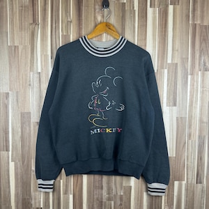Vintage 90s Mickey Mouse Sweatshirt Crewneck Disney Mickey Mouse Sweater Mickey Mouse Cartoon Jumper Mickey Green Size Medium