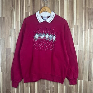 Vintage 90s Morning Sun Sweatshirt Morning Sun Crewneck Graphics Morning Sun Sweater Pullover Morning Sun Floral Bird Print Logo Red Large