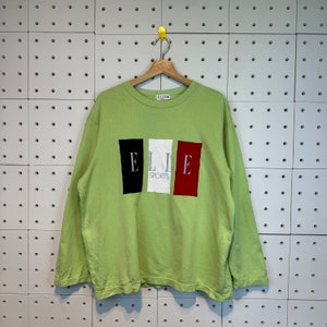 Vintage 90s Elle Sport USA Sweatshirt Elle Sport Crewneck Elle Brand Pullover Elle Brand Jumper Size Medium Green
