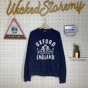 Vintage 00s Oxford University Sweatshirt Oxford Crewneck Oxford University Sweater Pullover Oxford University Logo Blue Size Small