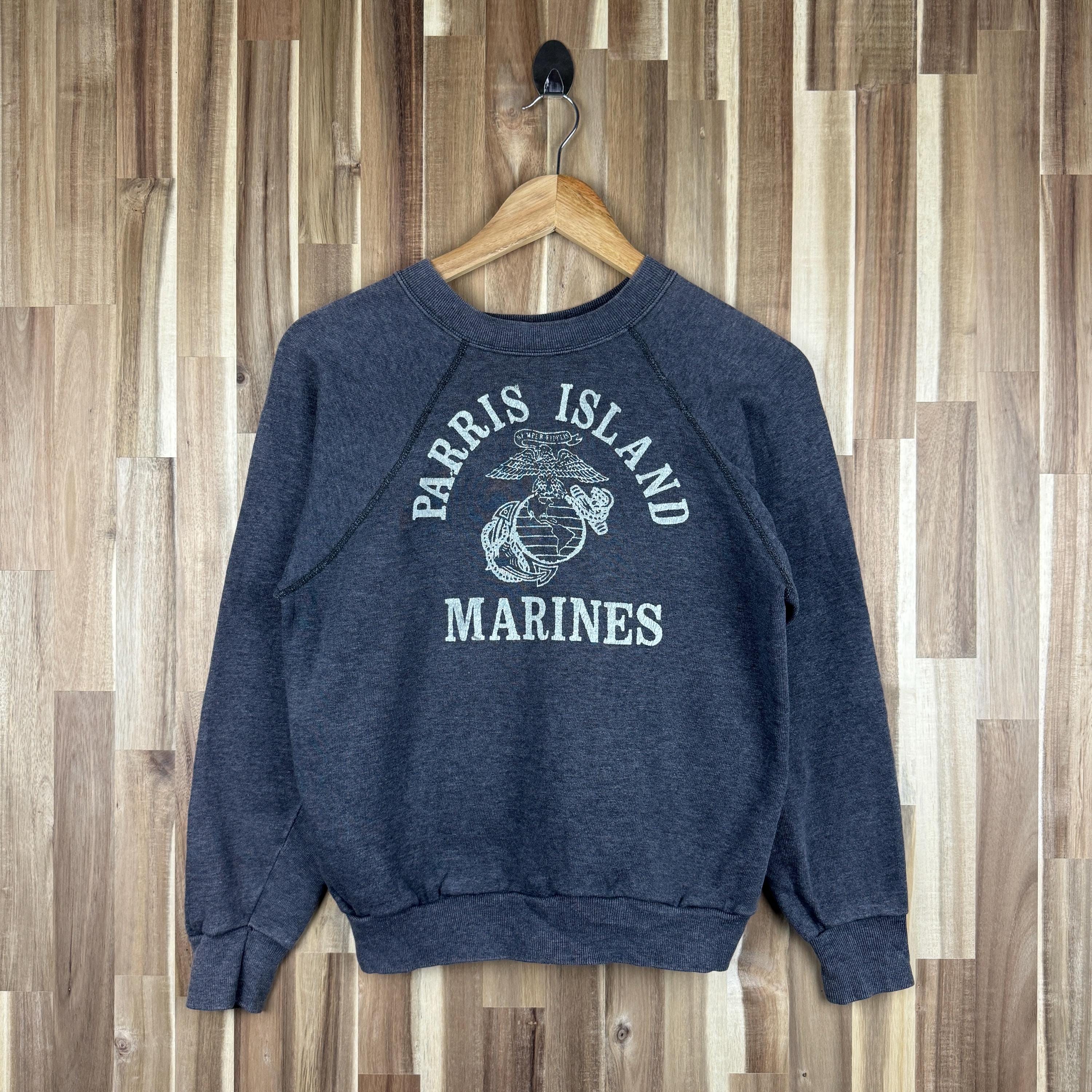 Vintage 90s USMC Parris Island Sweatshirt, Military Logo - Size