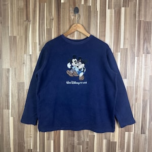 Vintage 90s Mickey Mouse Minnie Sweatshirt Crewneck Disney Mickey Mouse Sweater Minnie Mouse Cartoon Jumper Mickey Blue Size Medium