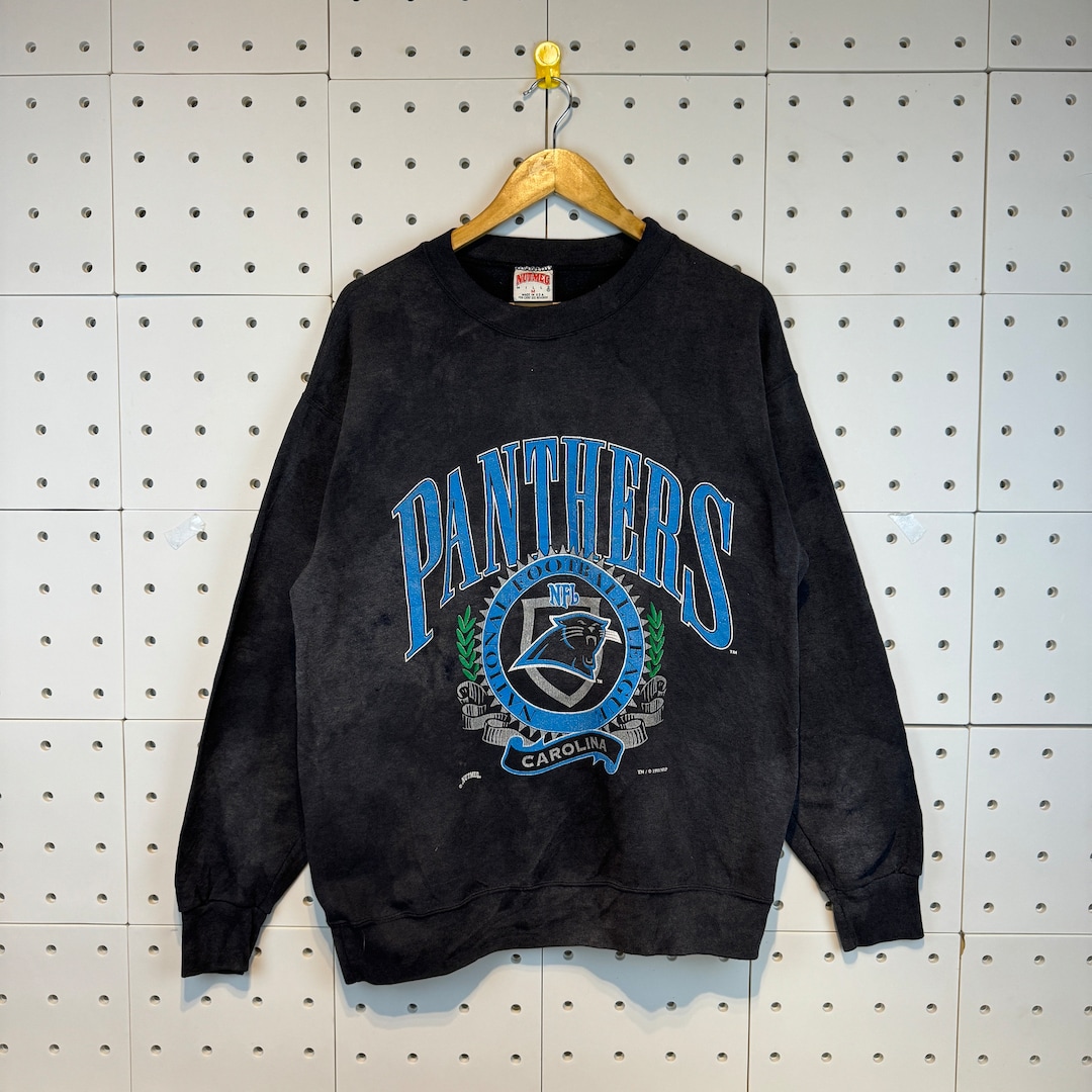 Vintage 90s Carolina Panthers Sweatshirt, Faded Black Pullover