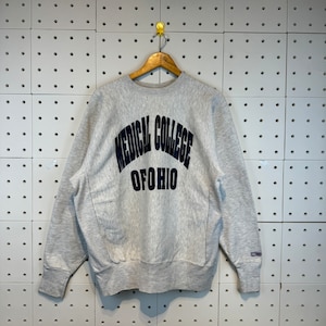 Vintage University Sweatshirt Medical College Ohio Crewneck College Ohio University Sweater Reverse Weave University Logo Gray Large