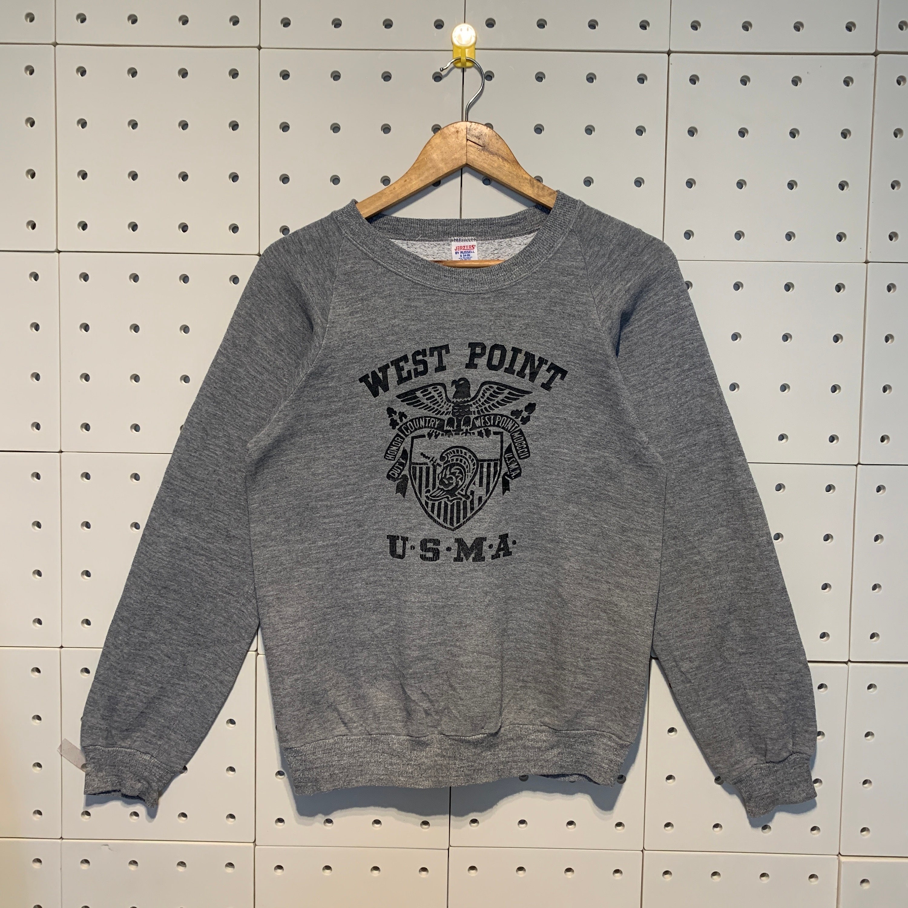 Vintage 90s USMA Marine Corps Sweatshirt Crewneck United State Marine Corps Sweater Pullover Military Print Logo Grey Size Small