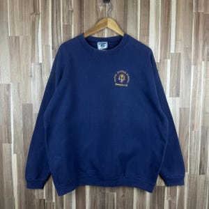 Maglione vintage anni &#39;90 Naval Justice School United States Naval Academy Felpa Canada Girocollo Blu Xlarge