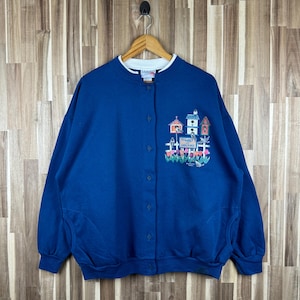 Vintage 90s Bird Sweatshirt Morning Sun Crewneck Whitetail Morning Sun Pullover Morning Sun Jumper Big Print Xlarge Size Blue Colour