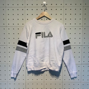 Vintage 90s Fila Sweatshirt Fila Crewneck Streetwear Fila Sweater Pullover Fila Sport Jumper Fila Embroidery Logo White Size Medium