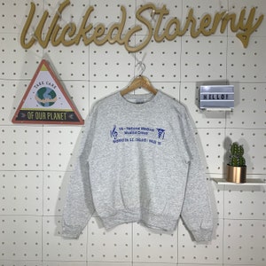 Vintage 90s Washington State England Sweatshirt Crewneck University Washington Sweater Washington Wales Embroidery Logo Grey Size Large