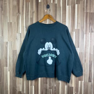 Vintage 90s Mickey Mouse Sweatshirt Crewneck Disney Mickey Mouse Sweater Mickey Mouse Cartoon Jumper Gray Size Large