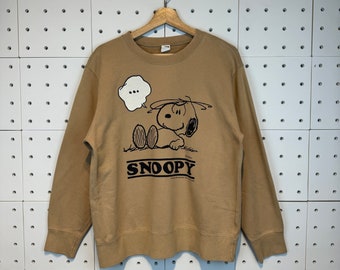 Vintage 00s Snoopy Woodstock Joe Cool Peanuts Uniqlo Sweatshirt Peanuts Snoopy Sweater Woodstock Cartoon Peanuts Snoopy Beige Large