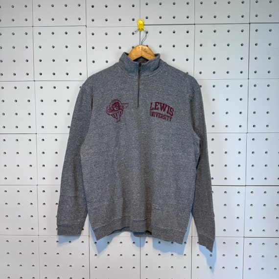 Vintage 90s Lewis University Half Zip Sweatshirt … - image 1