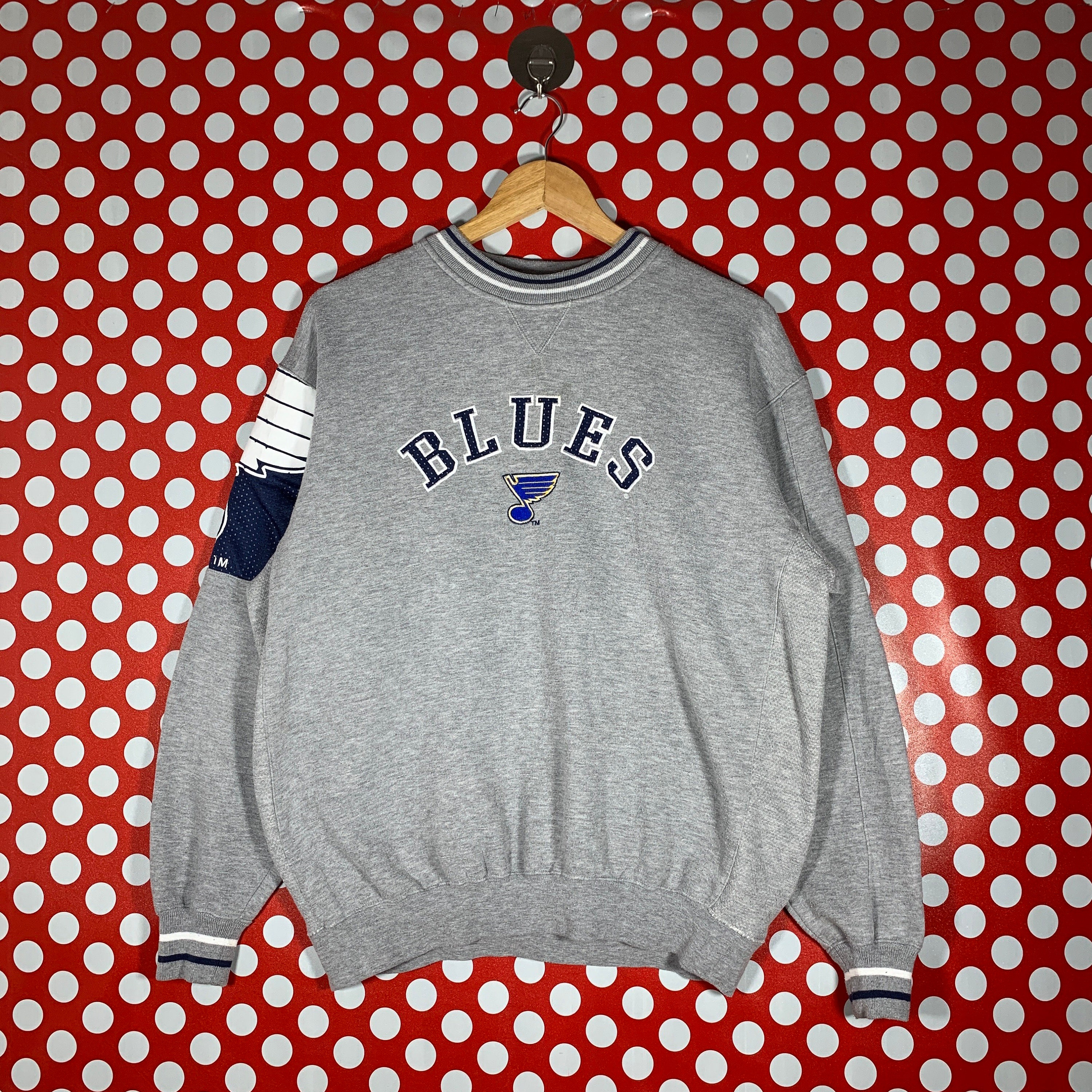 Vintage 90s Saint Louis Blues Hockey Print Crewneck Sweatshirt