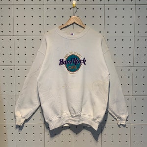 Vintage 90s Hard Rock Cafe Tokyo Sweatshirt Hard Rock Cafe Japan Crewneck Hard Rock Cafe Sweater Hard Rock Cafe Print Logo White Size Large