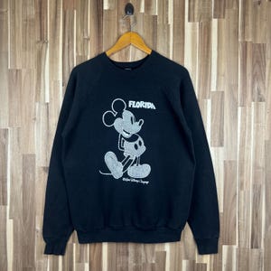 Vintage 90s Mickey Mouse Sweatshirt Crewneck Disney Mickey Mouse Sweater Mickey Mouse Cartoon Jumper Mickey Black Size Xlarge