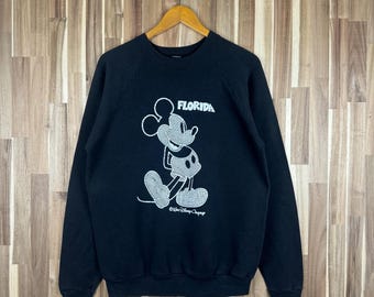 Sudadera vintage de Mickey Mouse de los años 90 con cuello redondo, suéter de Mickey Mouse de Disney, jersey de dibujos animados de Mickey Mouse, Mickey, negro, talla extragrande