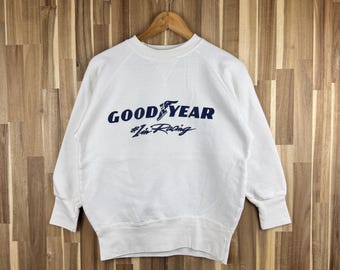 Moletom vintage Goodyear Racing dos anos 90: suéter grande de F1 com estampa de letras