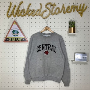 Vintage 90s Central University Champion Sweatshirt Central Nfl Crewneck University Central Team Sweater Pullover Central College Gray Medium