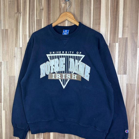 Sweat Vintage Notre Dame Fighting Irish - Années 90 - Homme Taille S - Bleu