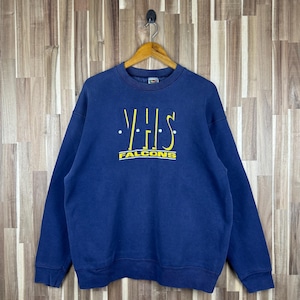 Vintage 90s Volunteer High School Sweatshirt Falcons High School Jumper American College School Size Xlarge Blue Colour