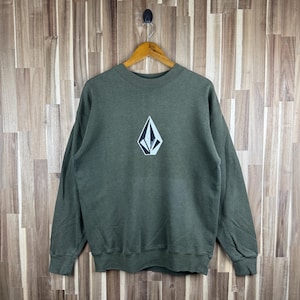 Vintage 90s Volcom Streetwear Skateboarding Surf Sweatshirt Vintage Volcom Crewneck Volcom Pullover Jumper Xlarge Size Green