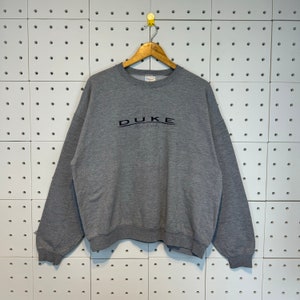 Vintage 90s  Duke University Sweatshirt Duke Crewneck Duke University Sweater Pullover Duke University Blue Devils Print Logo Grey XLarge