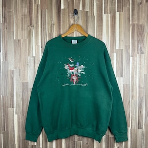 Vintage 90s Bird Sweatshirt Morning Sun Crewneck Whitetail Morning Sun Pullover Morning Sun Jumper Big Print Large Size Green Colour