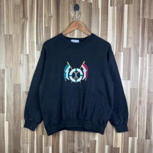 Rare!! Vintage YSL Yves Saint Laurent Sweatshirt Yves Saint Laurent Crewneck Embroidery Logo Pullover Jumper Sweatshirt Black Size Medium