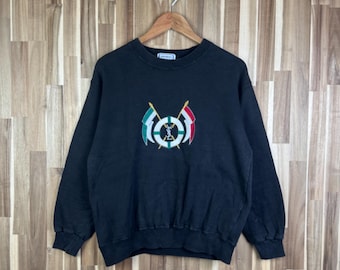 トップス 90's YVES SAINT LAURENT logo sweatshirt Vintage YVES SAINT LAURENT Bluza Sweter Z Taśmą Boczną Biały
