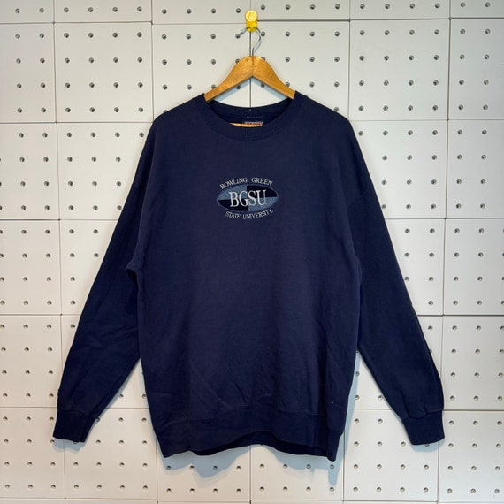 Vintage 90s Bowling Green State University Sweatshirt BGSU Crewneck Bowling Green Ohio State Sweater Sportswear Print Blue Xlarge Etsy