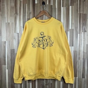 Vintage 90&#39;s United State Navy Pullover Jumper XLarge USN Academy Sweatshirt Canada Crewneck Yellow Sweater XLarge