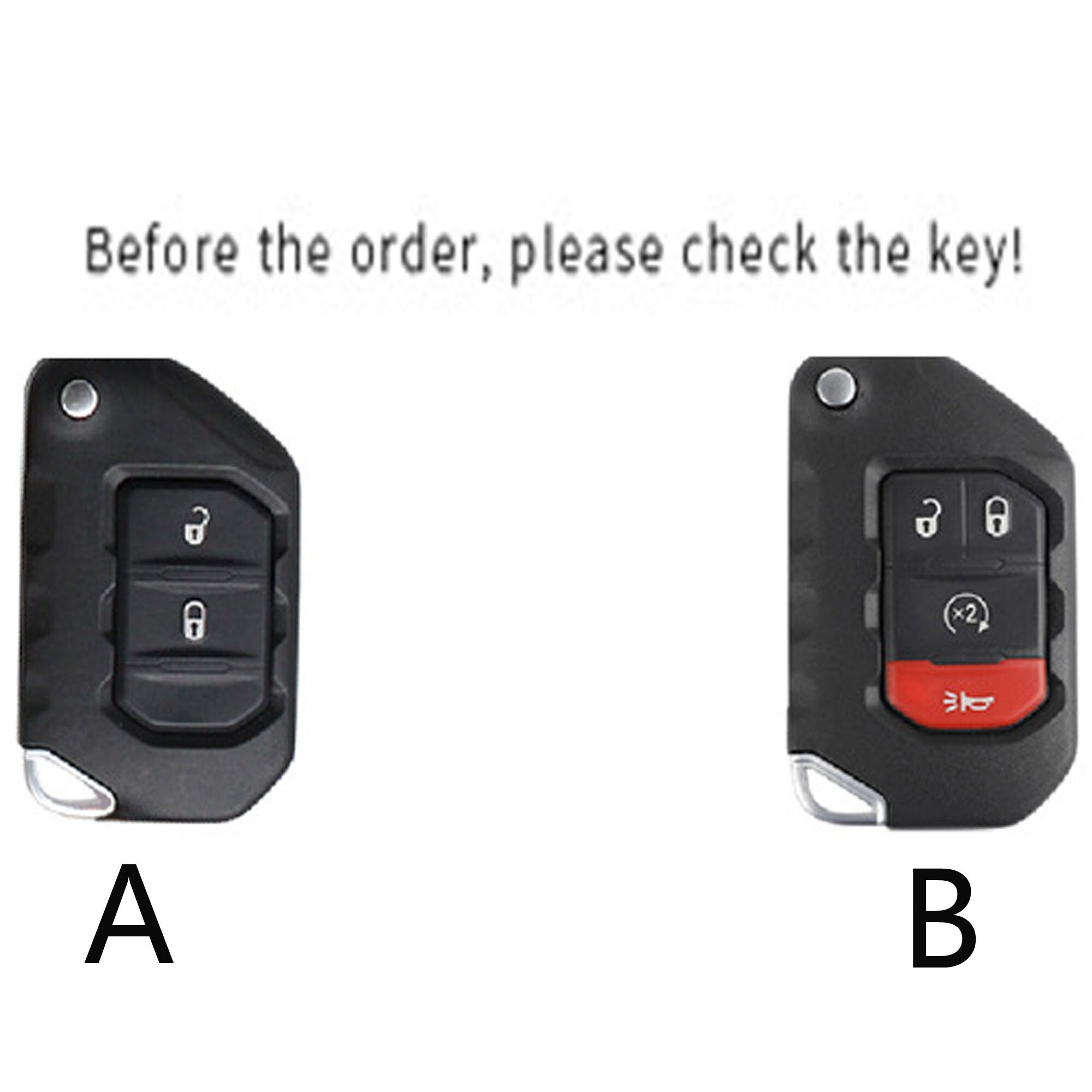 Handgefertigtes Leder-Autoschlüsseletui ist geeignet für Wrangler 2 4  Tasten Smart-Remote-Shell-Schlüsseletui, Schlüsselanhänger-Abdeckung - . de