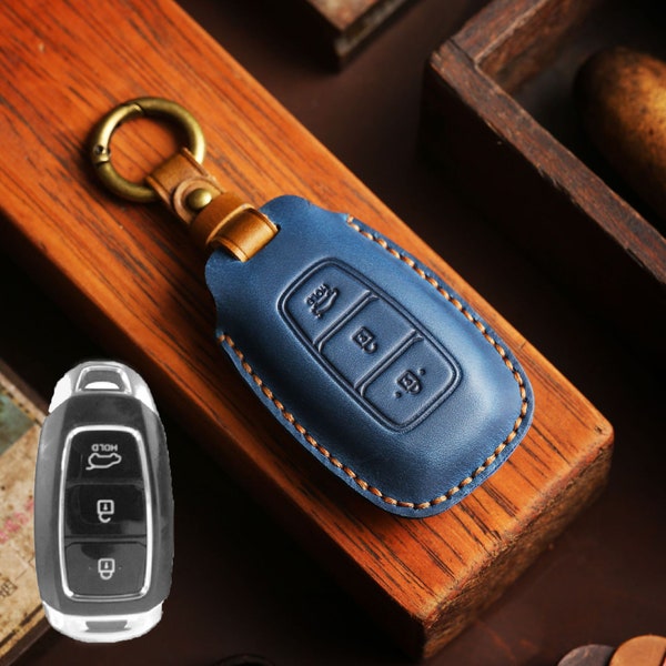 Pure Handmade Leather  Hyundai Car Key Cover, Compatible with IX25 Festa IX35,  Car leather Accessories,  Leather Car Key Fob cover