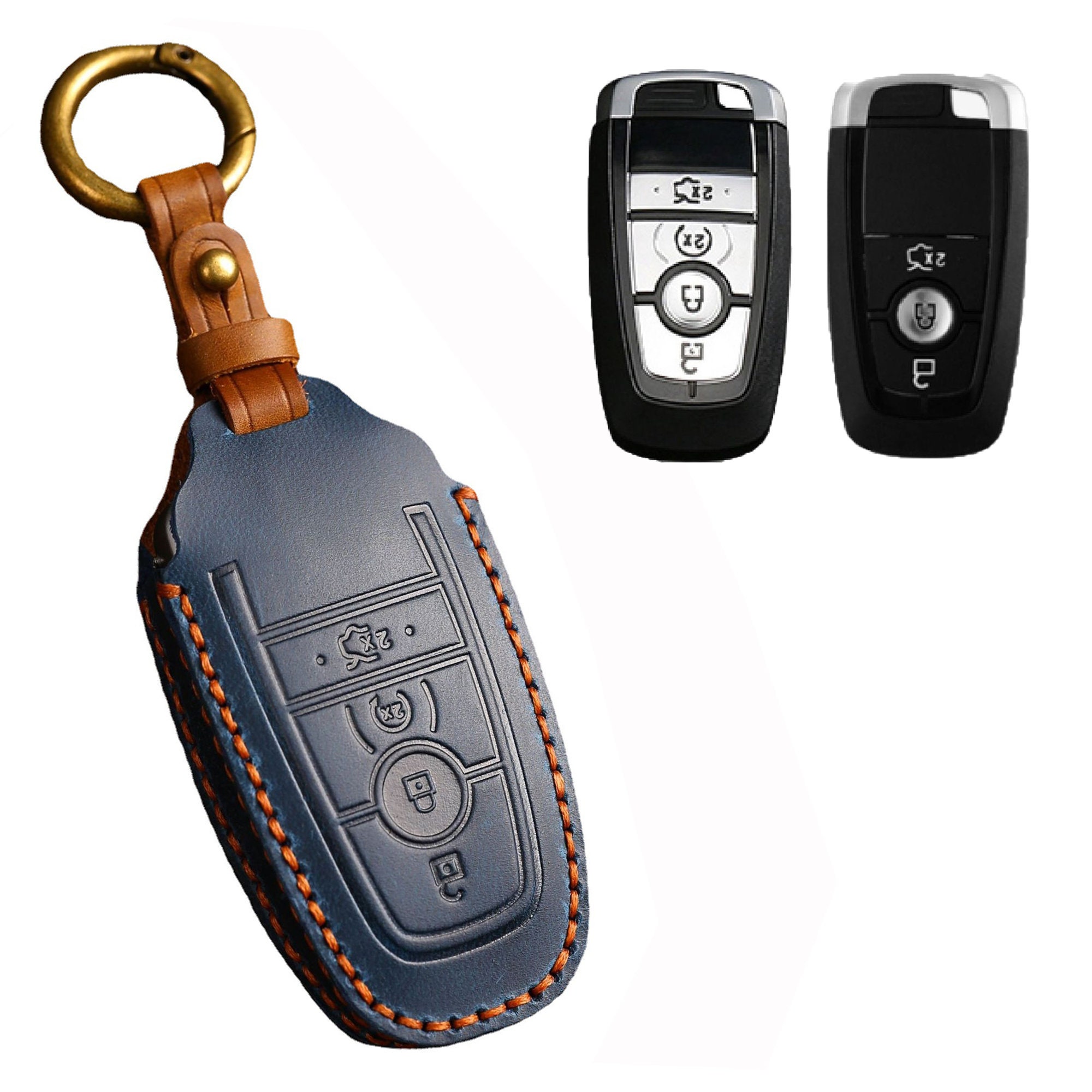 Handmade Genuine Leather Ford Key Cover, Lincoln Key Case Buckle, Suitable  for Ford Explorer, Mondeo, Focus, Escape, Edge, Car Key Cover 