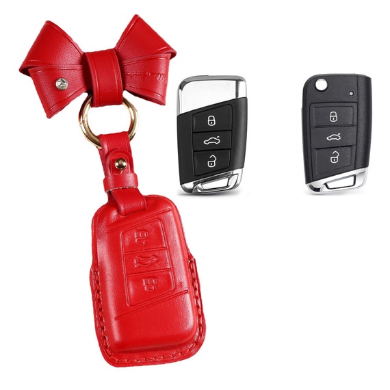 Pure Handmade Leder Autoschlüssel Hülle für VW Schlüssel Abdeckung