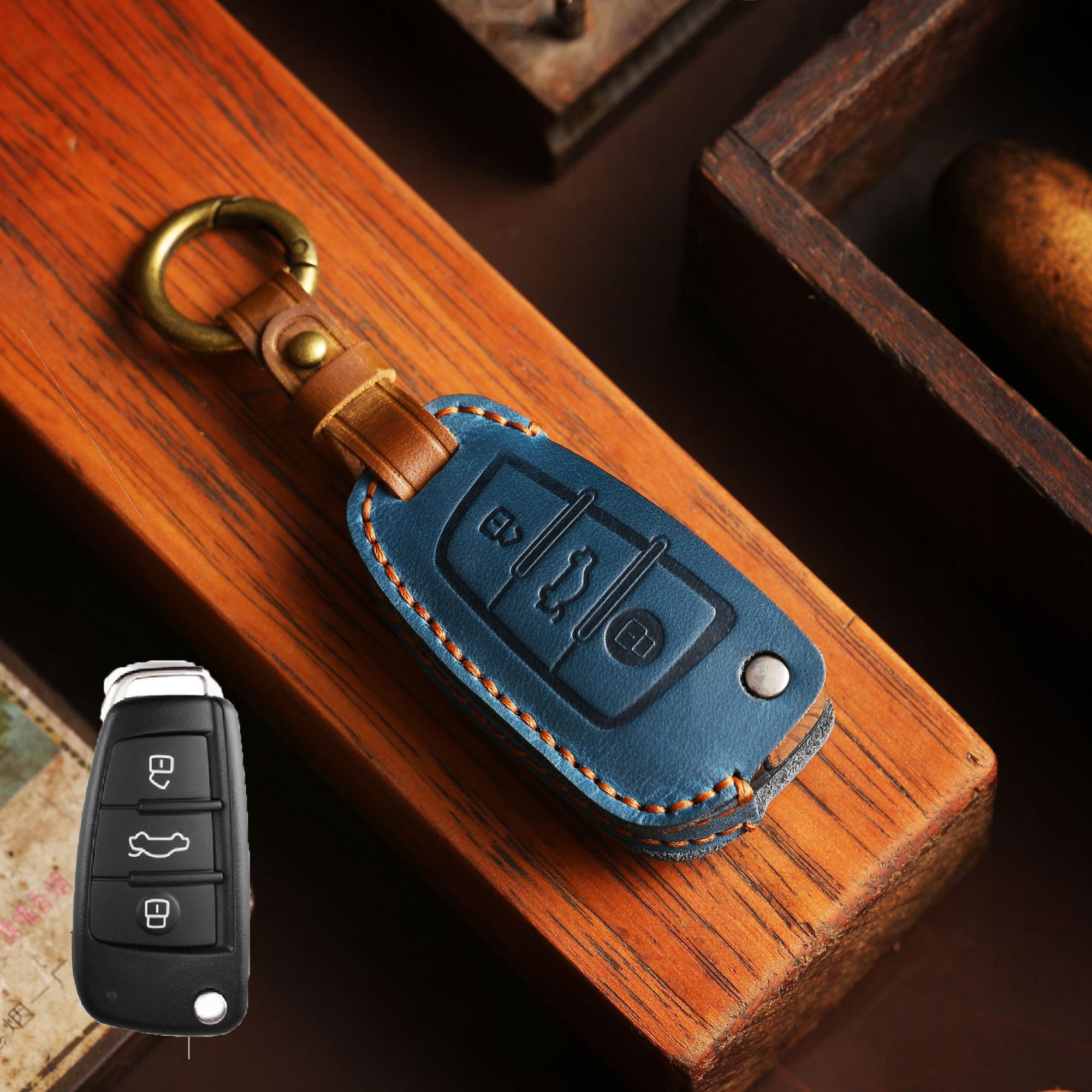 Buy Handmade Leather Audi Key Cover Folding Q3a3car Key Case car